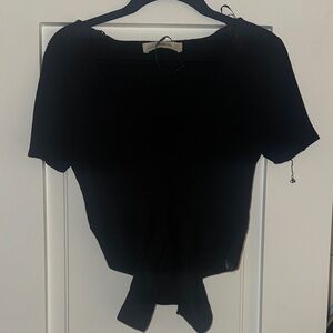 Zara Black V-Neck Tie-Front Crop Top
